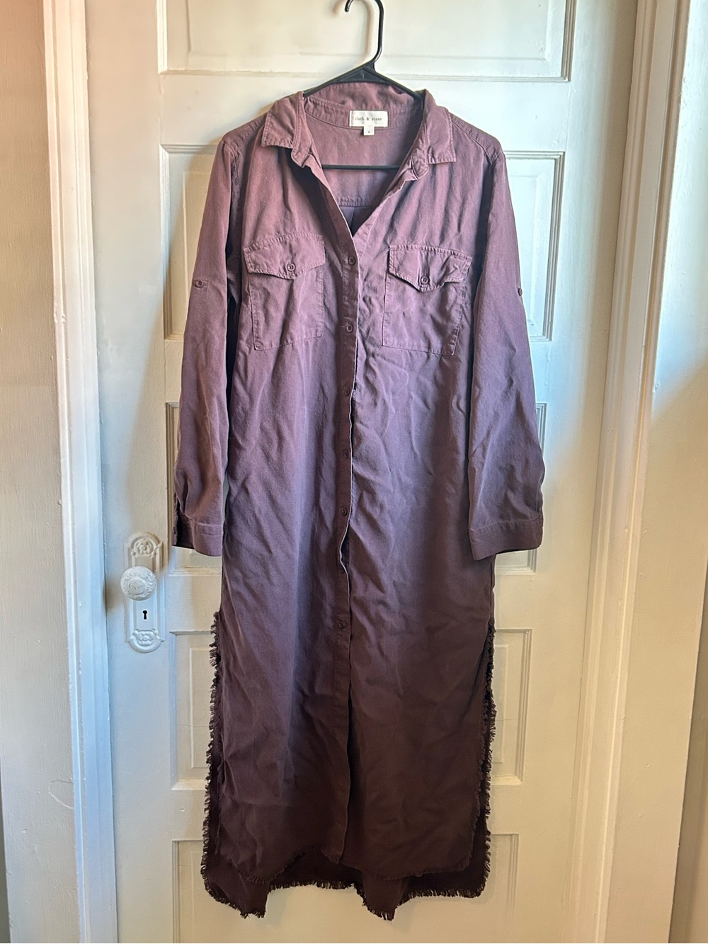 cloth & stone Mauve Button-Front Maxi Shirt Dress